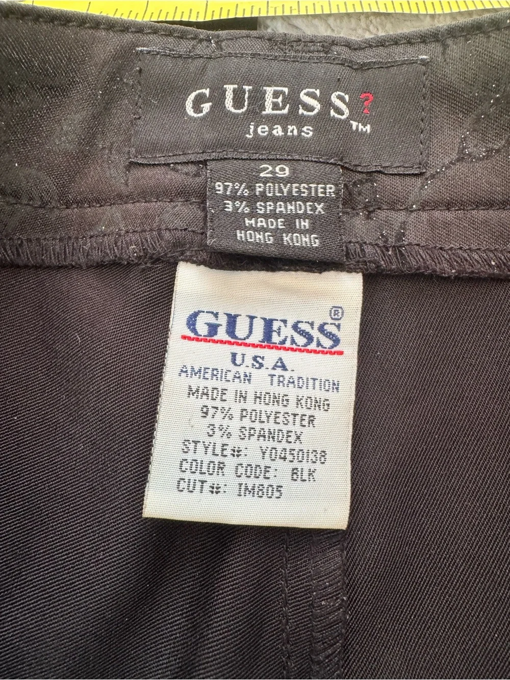 Guess Vintage Black‎ Flocked Paisley Sparkle Pants Size 29 Y2K Gothic Bootcut